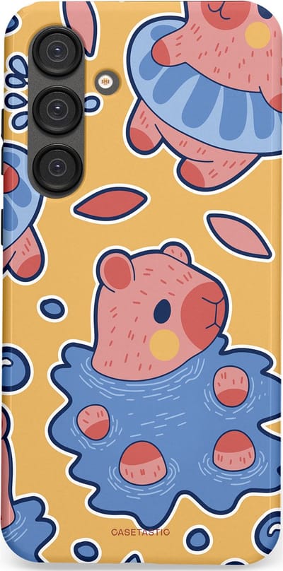 Casetastic Hoesje Geschikt voor Samsung S25 Plus - Stijlvolle Beschermende Duo-layer Case - Capibara plons