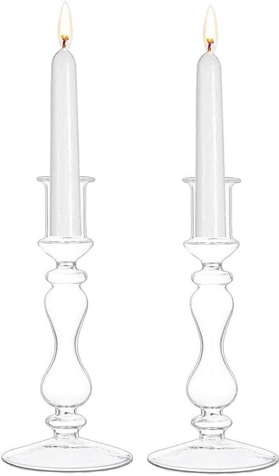 Allecta - Set van 2 transparante kaarsenhouders voor Ø 2,2 cm Taper Kaarsen - Kerst Halloween Centerpieces - Home Decoraties voor Bruiloft Valentijnsdag Party.