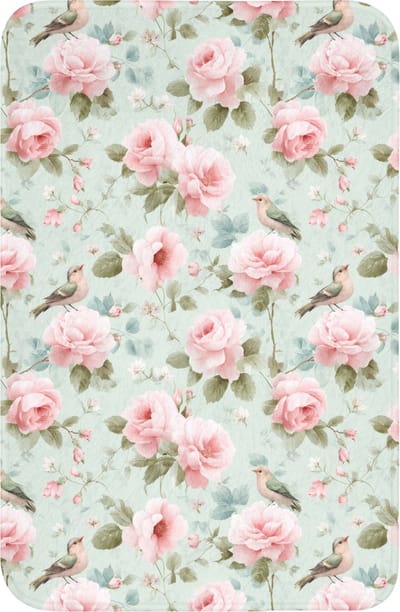 WC mat 40x60 cm - Antislip - Rozen - Vogels - Pastel - Kleurrijk - Toiletmat - Vloermat - Douchemat - Toilet tapijt - Toiletmatten
