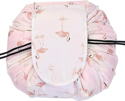 Fako Fashion - Magic Travel Pouch - Cosmetic Opberg Tas - Make-up Opbergsysteem - Make-up Toilettas - Reistas - Make Up Cosmetica Accessoires Organiser - Handige Toilettas - Flamingo Wit