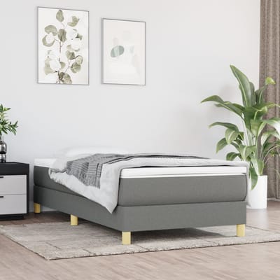 vidaXL - Boxspring - bed - 90x200 - cm - stof - donkergrijs
