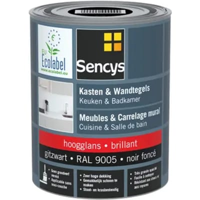 Sencys Lak Voor Wandtegels & Meubels, Keuken & Badkamer Ral9005 Glans 750ml