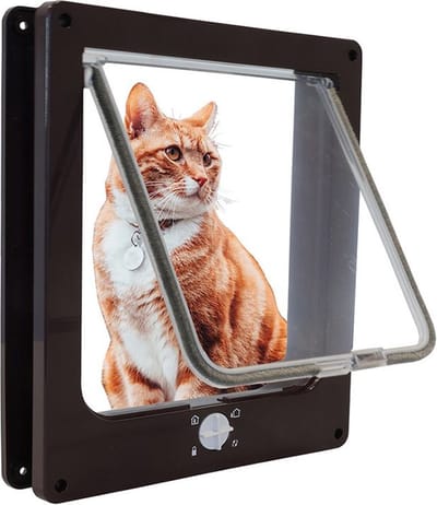IVOL Kattenluik met Tunnel 23,5 x 27 x 5,5 cm - Bruin - 4 vergrendelingsstanden