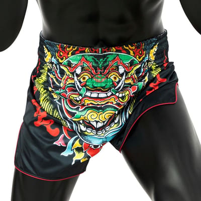 Fairtex BS1912 Kabuki - Muay Thai Spodenki - Elastaan - Handgemaakt - Uniek Design