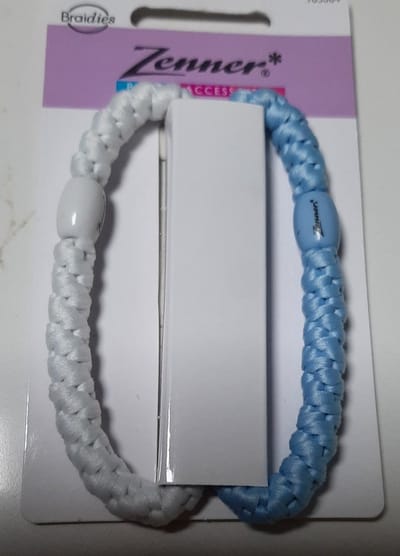 Zenner Braidies - beauty accessoires - haarelastieken en armband - haarelastiek - 2x elastiek - voor pols en haar - wit en blauw
