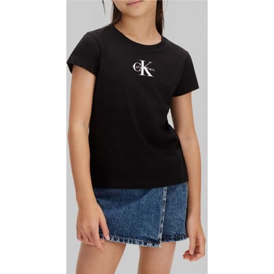 Calvin Klein Girls Micro Monogram Top 1716 Black Taglia: 4 | T-shirt Outlet | kids | Nero