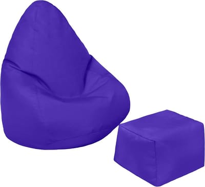 Zitzak voor kinderen, gamerstoel, waterbestendige meubels, voor binnen en buiten, woonkamer, Bean Bag zitting, ergonomisch design voor lichaamsondersteuning (paars, zitzak + voetenbank)