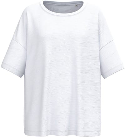 Spasso Ecologisch oversized dames slub-T-shirt met afhangende schouders SP304 - White - XS