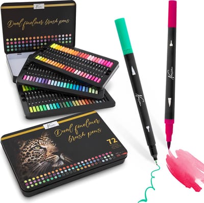 Stiften voor Volwassenen en Kinderen 72pcs - Fineliners Kleuren voor Volwassen - Brushpennen - Bulletjournal producten - Markeerstiften - Kleurstiften - Dualmarkers - Luxe Opbergdoos - Nassau Fine Art