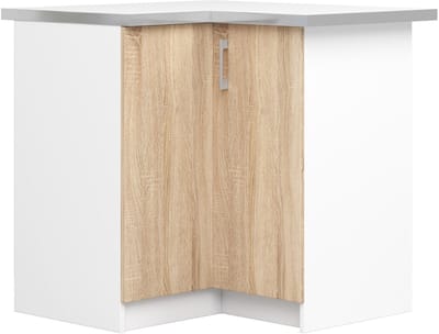Hoek Keukenkast modulaire LIMA S90/90 / Onderkast / AKORD Furniture Factory / Wit - Sonoma Eik / 84 x 85,5 x 44,5 cm