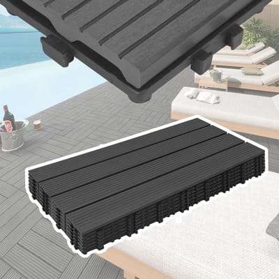 Balkonvloerbedekking WPC - Terrastegels Houtlook - Tuin en Balkon - Kliksysteem Makkelijk - 30x60 cm - Antraciet