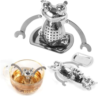 Dailygoods- Theefilter Kikkervorm - Roestvrij Staal - Duurzaam - Thee Ei - Theefilter voor Losse Thee - Gemakkelijk te Reinigen