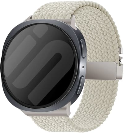 Strap-it Gevlochten nylon bandje met parachute sluiting geschikt voor Samsung Galaxy Watch 9 (40/44mm) / Watch 8 (40/44mm) / 8 Classic (46mm) - sterrenlicht / starlight