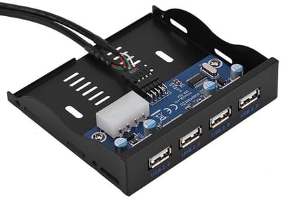 Allecto - USB2.0 Floppy Voorpaneel - PC Voorpaneeladapter - Zwart - USB Hub - Floppy Bay - 3,5 inch - Geschikt voor diverse systemen