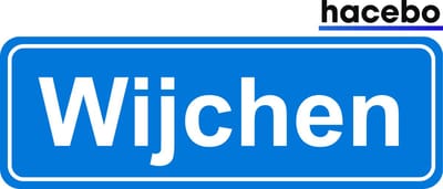 Hacebo - Plaatsnaam Sticker - 29x10 CM - Wijchen sticker - Verkeersborden sticker - grappige cadeaus - Wijchen