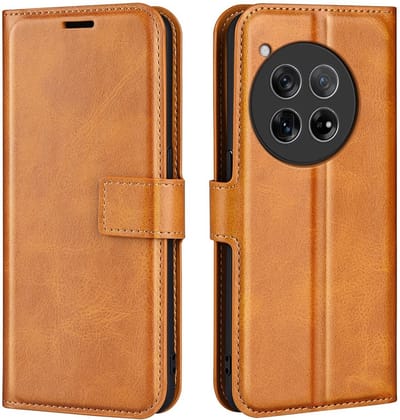 Coverup Hoesje - Geschikt voor OnePlus 12 Hoesje - Coverup Deluxe Book Case - Bruin