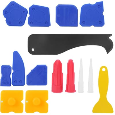 15-delige set siliconen kitgereedschap schraper spatel reiniger glas raam handbediend gereedschap black