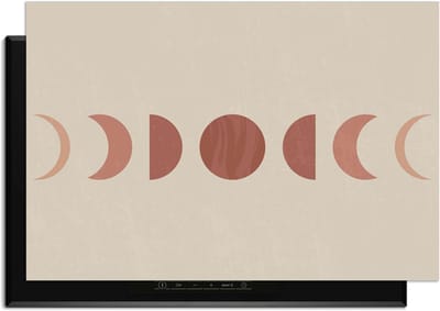 KitchenArt - Lunar Rhythm – Japandi Inductie Beschermer - 90x50 cm - Kookplaat Beschermer - Luxe Afdekplaat Inductieplaat - Anti-slip & Oprolbaar - Beschermmat Inductiekookplaat