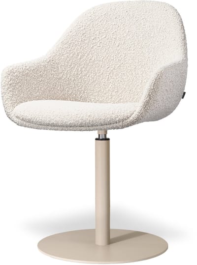 Nolon Niva-Mae Draaibare Tulp Eetkamerstoel Bouclé Beige - Beige Onderstel - Armleuning - Japandi