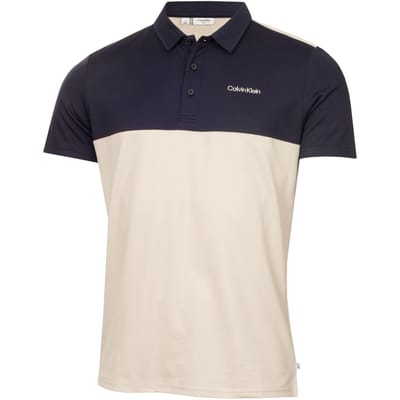 Calvin Klein Polo met kraag en borduursel voor heren (Havermelk/Marineblauw)