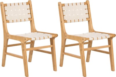 HUMBLE - Eetkamerstoel set van 2 - Lichtbruin/Beige - Rubberhout