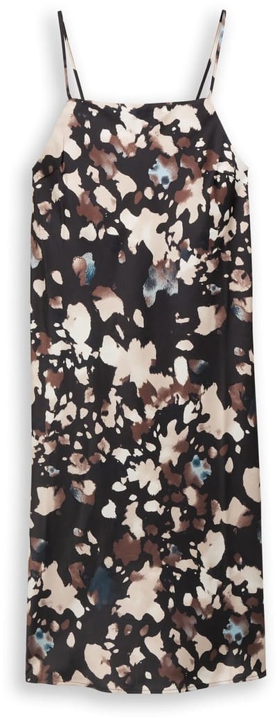 Tom Tailor Denim - Satijnen midi-jurk met patroon - Maat XL - abstract print