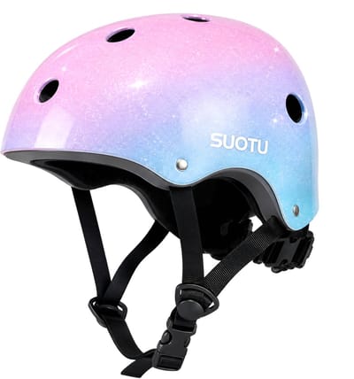 Suotu Kinderhelm - Verstelbare Fietshelm & Skatehelm - Voor Fietsen, Steppen, Skateboarden & BMX - Maat M - Roze/Blauw