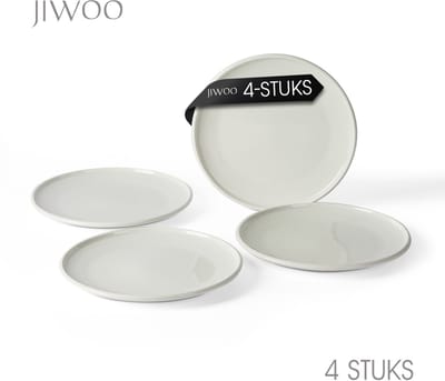 Dinerborden set van 4 (Ø25,2cm / 10inch), Ontbijtborden, Pastaborden, Bordenset, serviesset 4 persoons, Geschikt voor restaurants, Horeca, Feest, familiefeesten, banketten en picknicks, Magnetron-vaatwasserbestendig, Keramiek