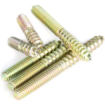 110 pièces M4 Vis goujonnage Connecteur de meubles pour menuiserie Vis à double extrémité Boulon de suspension beige