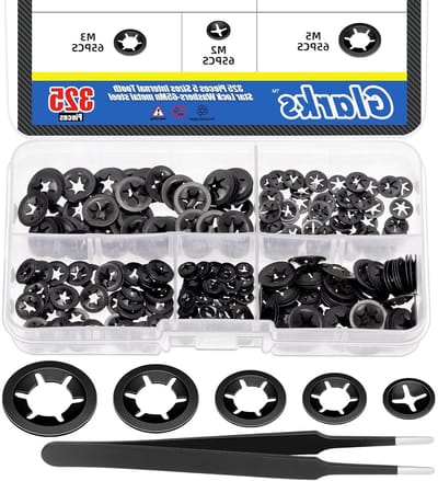 326 Stuks 65 Mn Staal Interne Tanden, Stervormige Lock Washers Assortiment Kit voor M2, M2.5, M3, M4, M5 - Snelle Bevestiging, Duurzame Locking Discs en Push-on Locking Discs
