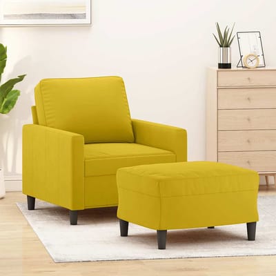 vidaXL Fauteuil met voetenbank 60 cm fluweel geel