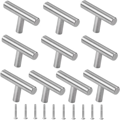 RVS T-Kastdeurgreep - Bar Handle voor Keukenkast, Lade en Kledingkast - Inclusief Schroeven - 50mm Verpakking van Hoogwaardige Meubelgrepen