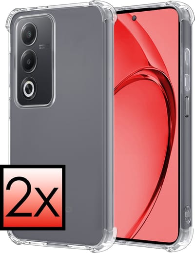 Hoesje - 2 Stuks - Geschikt voor OPPO A80 - Sterk & Shockproof - Siliconen Case - Back Cover - Telefoon Hoes Shock Proof - Transparant