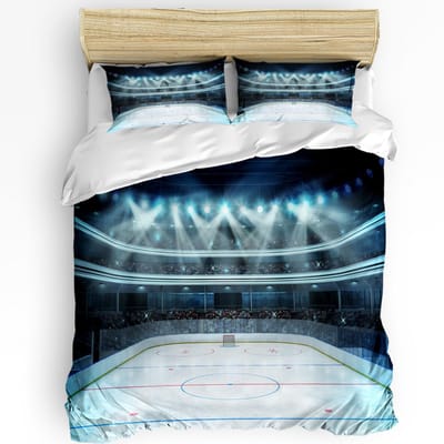 3-delige Beddengoedset IJshockey Sporten Hometextiel Dekbedovertrek Kussensloop Jongen Kind Tiener Meisje Beddengoed Overtrekken Set EU single(135x200cm)