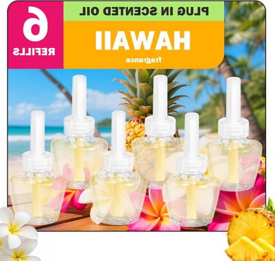 Refill voor geurolie, geschikt voor Air Wick en Glade, 6 x 18 ml, Hawaii geur, luchtverfrisser, geurverspreider, aromatherapie