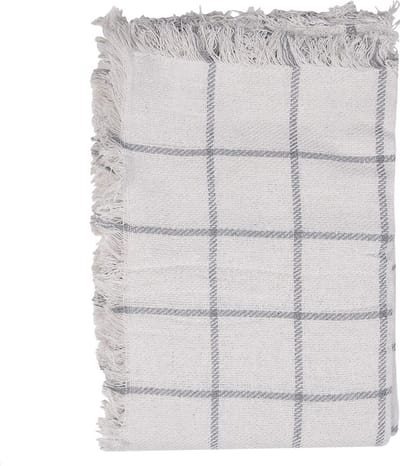 Clayre & Eef Plaid 125x150 cm Wit Grijs Katoen Strepen