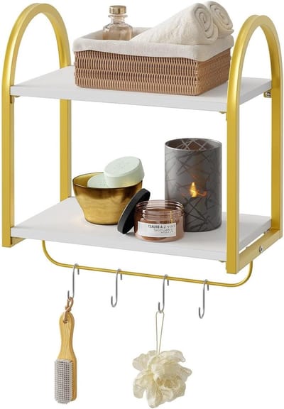 Wandrek met Haken - Zwevend Keukenrek - Keuken Opbergen - Industriële Stijl - 40 cm Breed - Zwart