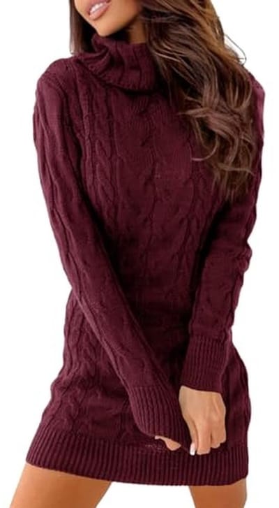 Elegante gebreide jurk voor dames met rolkraag - perfecte winterjurk