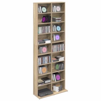 vidaXL - CD - Kast - Sonoma - Eiken - 65 - x - 23,5 - x - 175 - cm - Bewerkt - hout
