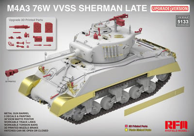 Rye Field Model Modelbouwpakket Militaire voertuigen - 5133 M4A3 76W VVSS Sherman laat - Upgrade versie Plastic - 1:35 - Modelbouw