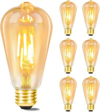 NETTLIFE ST64 LED - LED Lampen - E27 Lichtborn - Amber - Ø 6.4 cm - Filament lamp - 2200K Warm Wit Licht - 4W - Vintage Gloeilamp - 6 Stuks