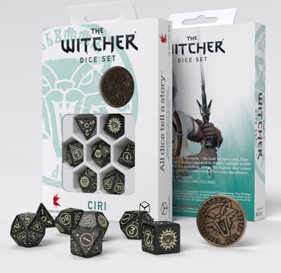 Q-Workshop The Witcher Dice Set - Ciri - De Zireael (7 stuks + munt)
