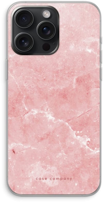 Case Company® - Hoesje geschikt voor iPhone 15 Pro Max hoesje - Roze marmer - Soft Cover Telefoonhoesje - Bescherming aan alle Kanten en Schermrand