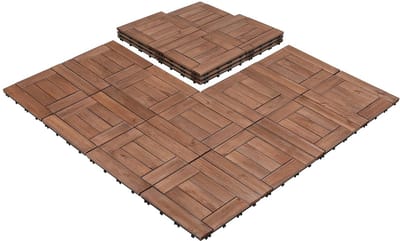 Houten Balkontegels - Vloerbedekking Hout - Buiten Leven - Drainage Systeem - 30x30cm 27 Stuks - Bruin