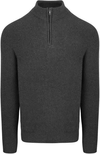 Steppin' Out Half Zip Trui Lamswol Antraciet - Maat XXL - Heren - Quarter zip