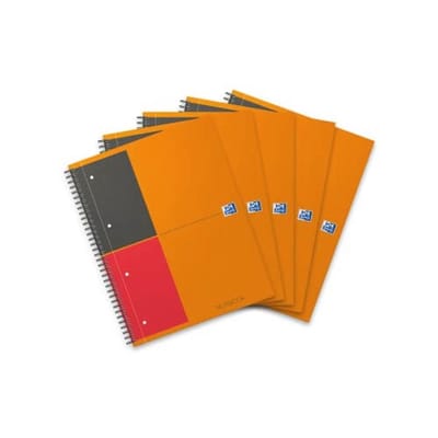 Internationaal Notitieboek A4plus - 160 Pagina's in Oranje en Grijs (Pack van 5)