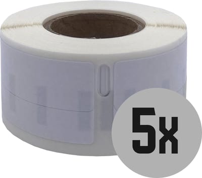 DULA Dymo Compatible labels - Wit - 99017 - S0722460 - Hangmapetiketten - 5 rollen - 12 x 50 mm - 220 labels per rol