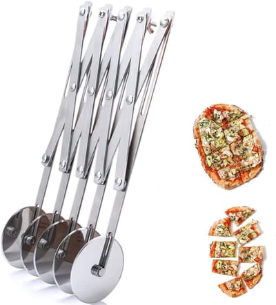 Ynkkvre - 5-wielige deegsnijder - Uitschuifbaar en verstelbaar - Meerdere wielige deegsnijder - Rolsnijder - Pizzasnijder - Voor pasta, deeg, fondant, brownie, taart, noedelsnijder - Koekjesverdeler - Noedelsnijder