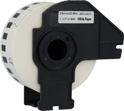 Dappaz - Brother Compatible DK-22210 Label - Doorlopende labelrol - 29 mm x 30,48 m - Zwart op wit - Papier - 1 stuks