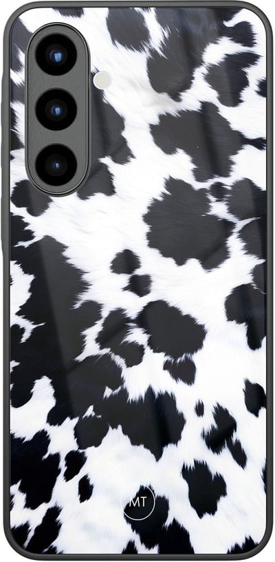 Hoesje geschikt voor Samsung Galaxy A56 - Koeienprint - Hard Case Zwart Back Cover - Print - Zwart, Wit - Mooie Telefoonhoesjes